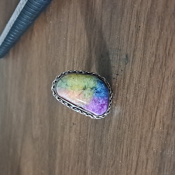 Rainbow Quartz Druzy Ring Size 7.5 - Picture 3 of 16